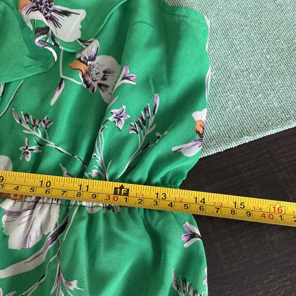 Maurices Floral Midi Dress Green Ruffle V-Neck Size M - Picture 8 of 8